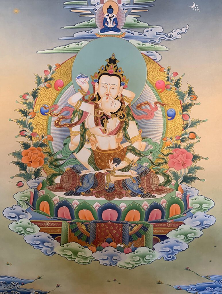 Vajrasattva with Consort Vajragarvi Thangka Painting | TheThangka.com