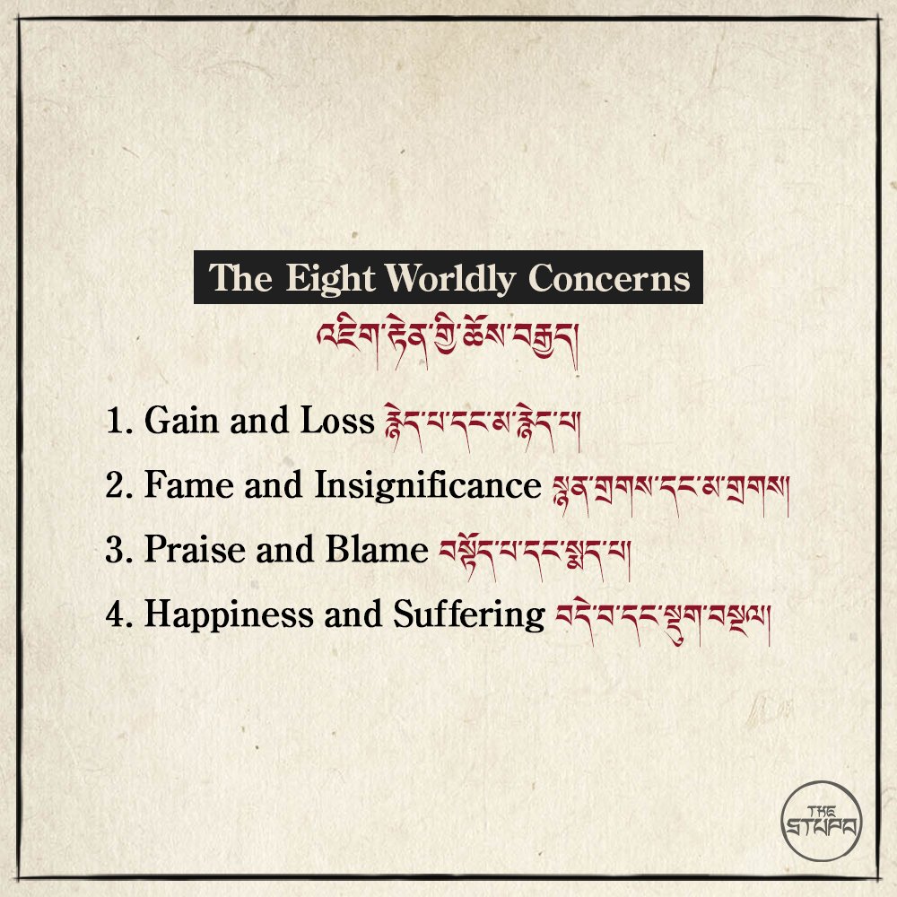 The Eight Worldly Concerns འཇིག་རྟེན་གྱི་ཆོས་བརྒྱད།